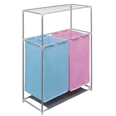 Dealsmate 2-Section Laundry Sorter Hamper with a Top Shelf for Drying