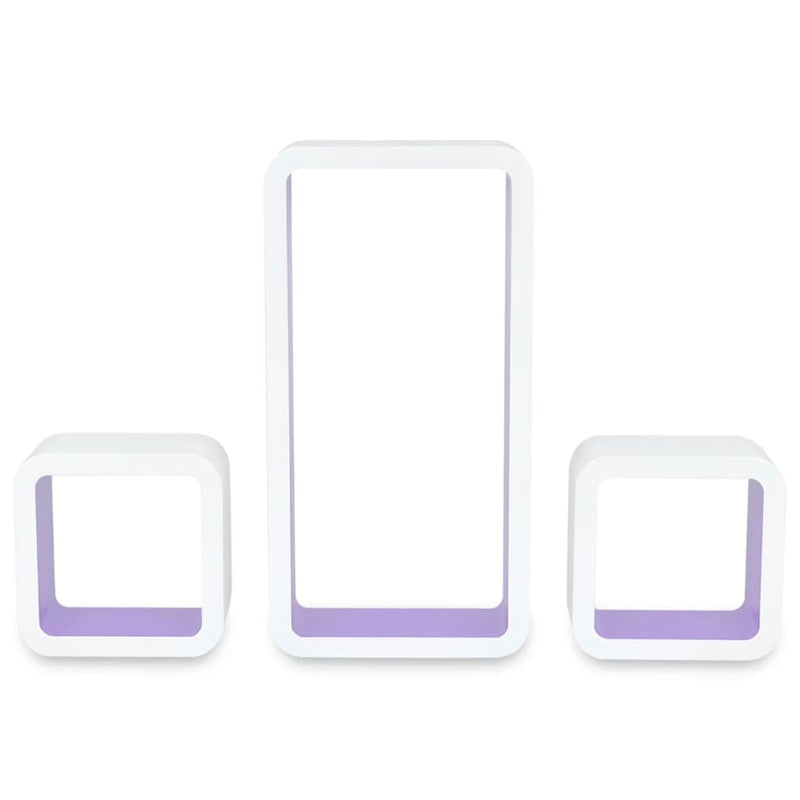 Dealsmate 3 White-purple MDF Floating Wall Display Shelf Cubes Book/DVD Storage