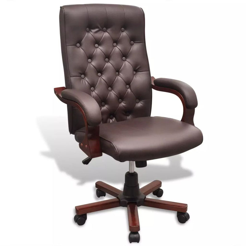 Dealsmate Chesterfield Office Chair Artificial Leather Brown