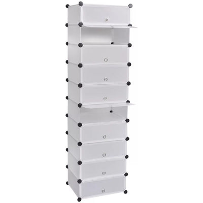Dealsmate White Shoe Organiser Storage Rack 10 Compartments 47x37x172cm