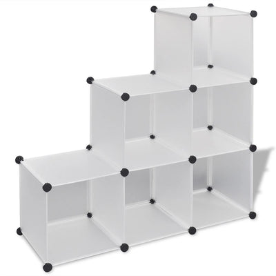 Dealsmate White Storage Cube Organiser with 6 Compartments 110 x 37 x 110 cm 