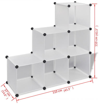 Dealsmate White Storage Cube Organiser with 6 Compartments 110 x 37 x 110 cm 