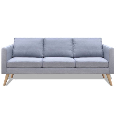 Dealsmate  Sofa 3-Seater Fabric Light Grey
