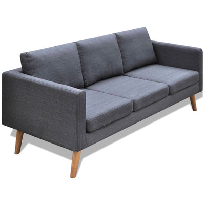 Dealsmate  Sofa 3-Seater Fabric Dark Grey