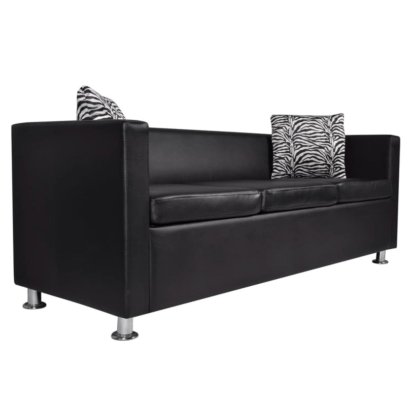 Dealsmate  Sofa 3-Seater Artificial Leather Black