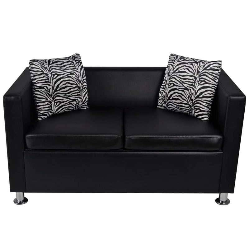 Dealsmate  Sofa 2-Seater Artificial Leather Black