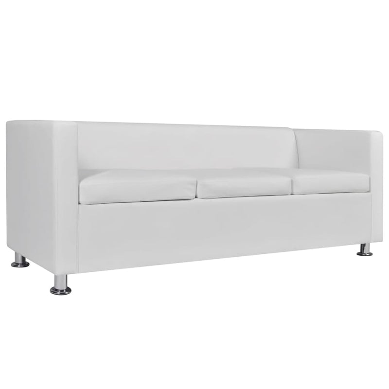 Dealsmate  Sofa 3-Seater Artificial Leather White