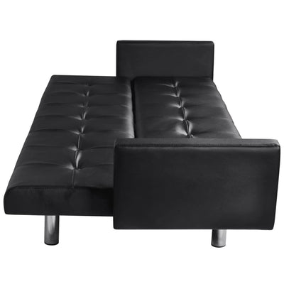Dealsmate  Sofa Bed with Armrest Black Artificial Leather
