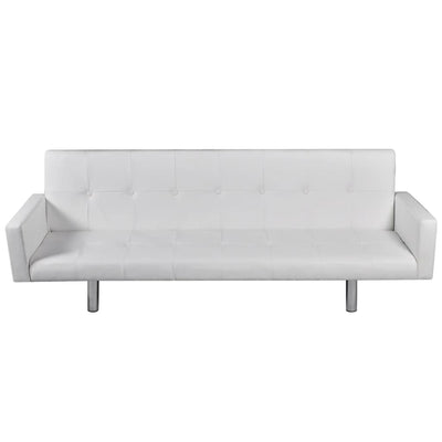 Dealsmate  Sofa Bed with Armrest White Artificial Leather