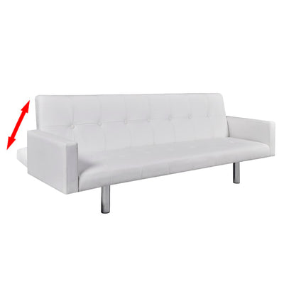 Dealsmate  Sofa Bed with Armrest White Artificial Leather