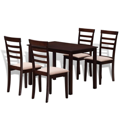 Dealsmate Brown Cream Solid Wood Dining Table Set with 4 Chairs