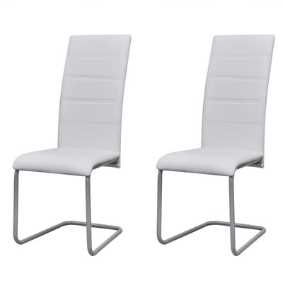 Dealsmate  Cantilever Dining Chairs 2 pcs White Faux Leather