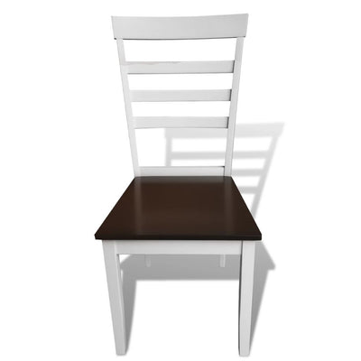 Dealsmate  Dining Chairs 6 pcs White and Brown Solid Wood and MDF