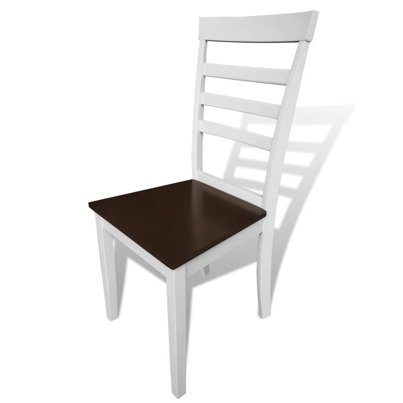 Dealsmate  Dining Chairs 8 pcs White and Brown Solid Wood and MDF