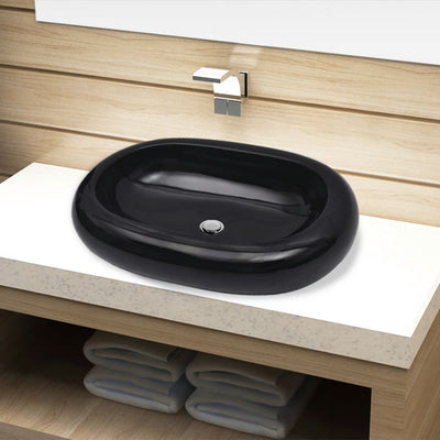 Dealsmate  Ceramic Bathroom Sink Basin Black Oval