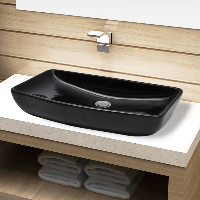 Dealsmate Ceramic Bathroom Sink Basin Black Rectangular 