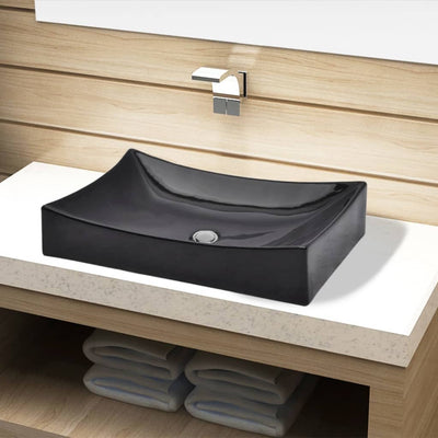 Dealsmate Ceramic Bathroom Sink Basin Black Rectangular