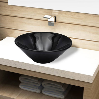 Dealsmate Ceramic Bathroom Sink Basin Black Round