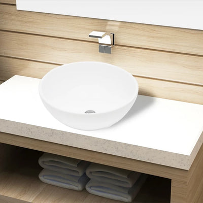 Dealsmate  Ceramic Bathroom Sink Basin White Round