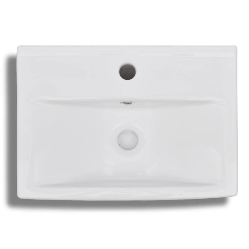 Dealsmate Ceramic Bathroom Sink Basin Faucet/Overflow Hole White Rectangular