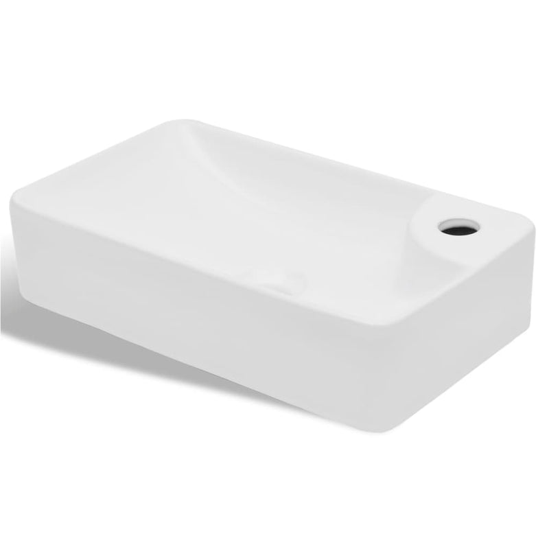 Dealsmate  Ceramic Bathroom Sink Basin with Faucet Hole White
