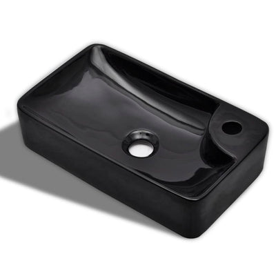 Dealsmate  Ceramic Bathroom Sink Basin with Faucet Hole Black