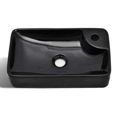 Dealsmate  Ceramic Bathroom Sink Basin with Faucet Hole Black