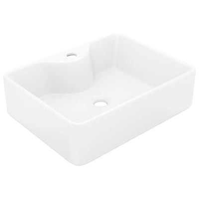 Dealsmate Ceramic Bathroom Sink Basin with Faucet Hole White Square