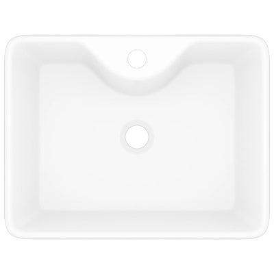 Dealsmate Ceramic Bathroom Sink Basin with Faucet Hole White Square