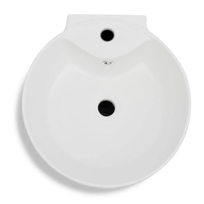 Dealsmate  Ceramic Stand Bathroom Sink Basin Faucet/Overflow Hole White