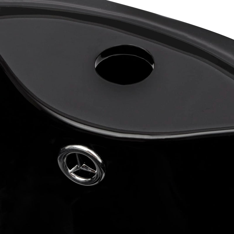 Dealsmate Ceramic Stand Bathroom Sink Basin Faucet/Overflow Hole Black Round