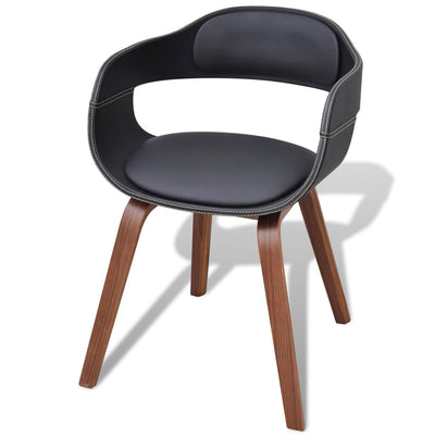 Dealsmate  Dining Chairs 4 pcs Black Bent Wood and Faux Leather