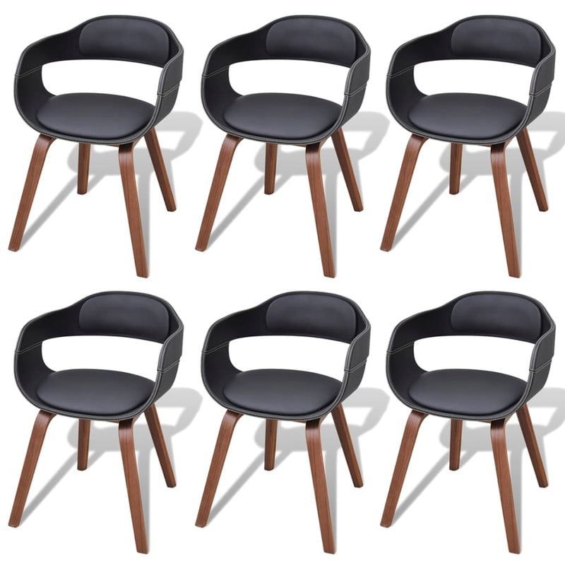 Dealsmate  Dining Chairs 6 pcs Black Bent Wood and Faux Leather