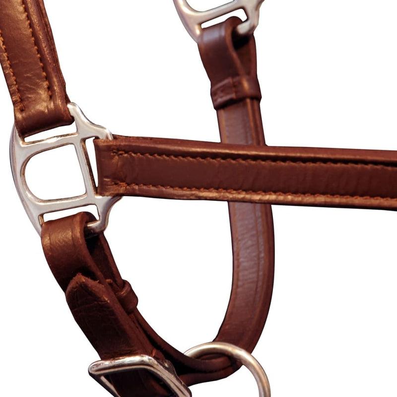 Dealsmate  Real Leather Headcollar Stable Halter Adjustable Brown Pony