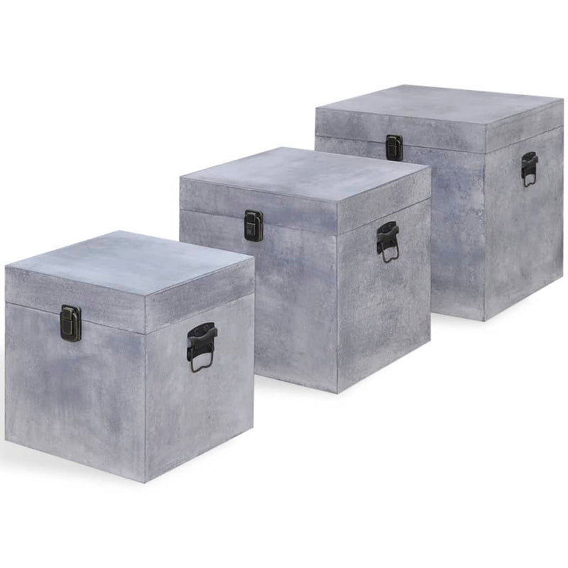 Dealsmate  Storage Box Concrete 3 pcs Square Grey MDF