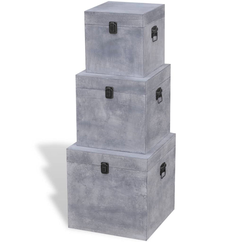 Dealsmate  Storage Box Concrete 3 pcs Square Grey MDF