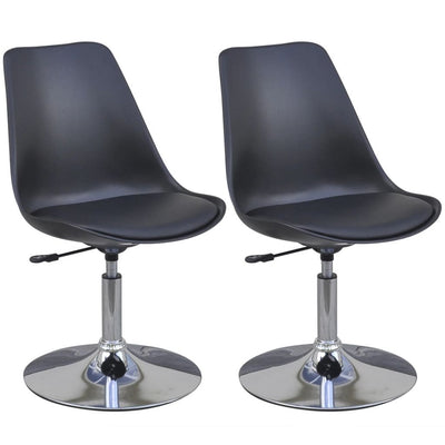 Dealsmate  Swivel Dining Chairs 2 pcs Black Faux Leather