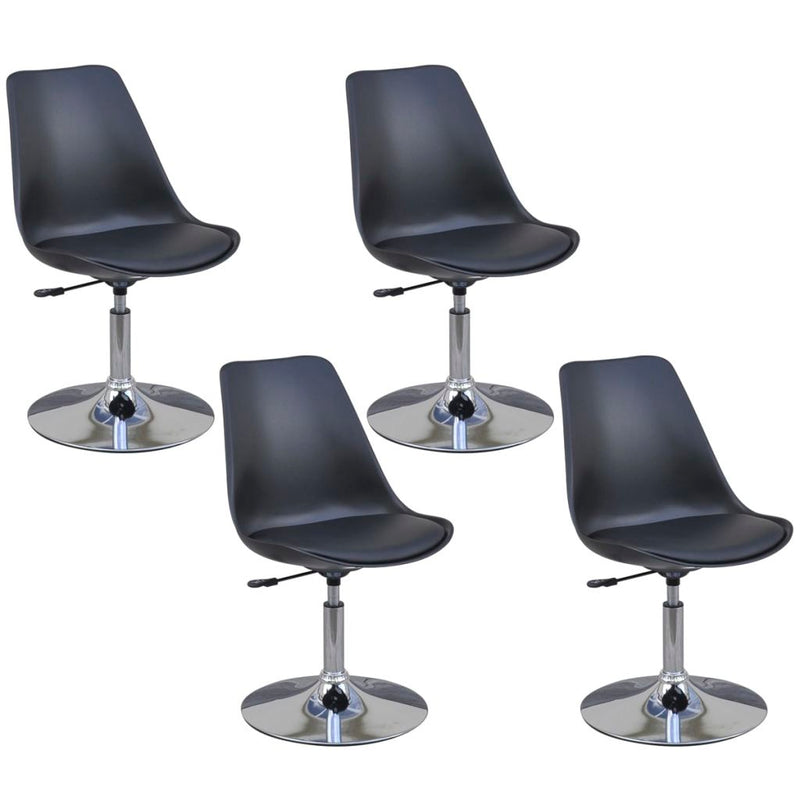 Dealsmate  Swivel Dining Chairs 4 pcs Black Faux Leather