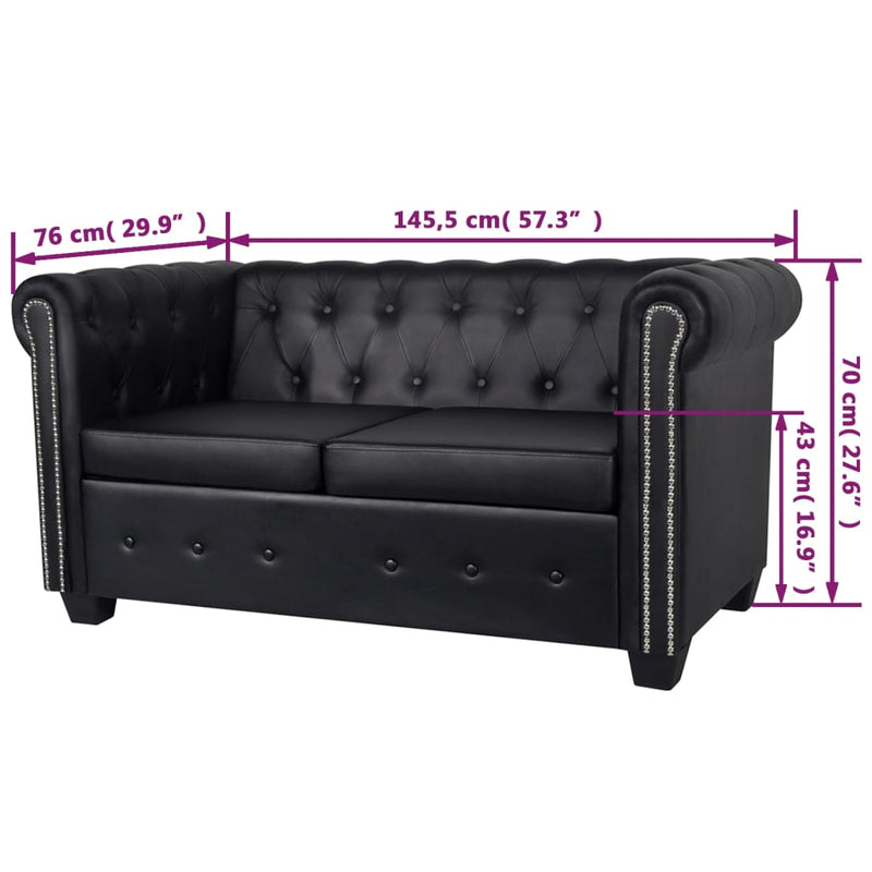 Dealsmate  Chesterfield 2-Seater Artificial Leather Black