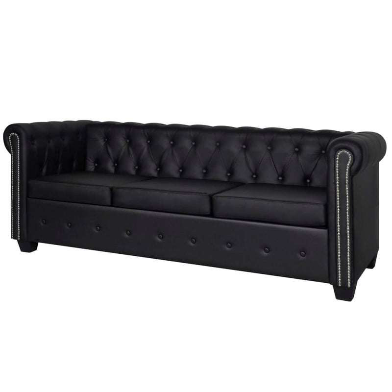 Dealsmate  Chesterfield 3-Seater Artificial Leather Black