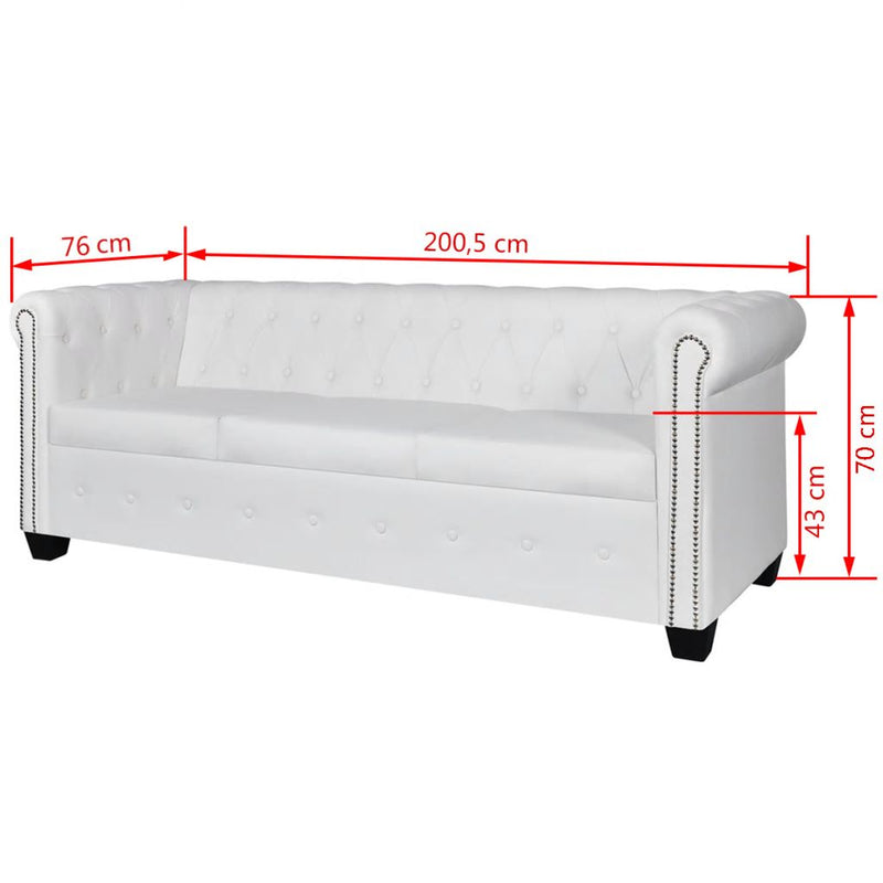 Dealsmate  Chesterfield 3-Seater Artificial Leather White