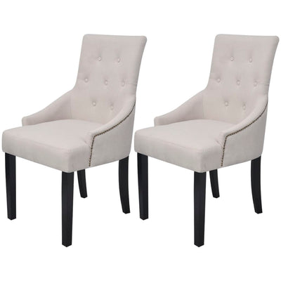 Dealsmate  Dining Chairs 2 pcs Cream Grey Fabric