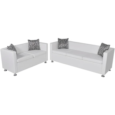 Dealsmate  Sofa Set Artificial Leather 3-Seater and 2-Seater White