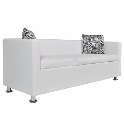 Dealsmate  Sofa Set Artificial Leather 3-Seater 2-Seater Armchair White