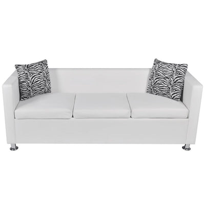 Dealsmate  Sofa Set Artificial Leather 3-Seater 2-Seater Armchair White