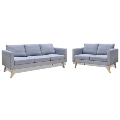 Dealsmate  Sofa Set 2-Seater and 3-Seater Fabric Light Grey