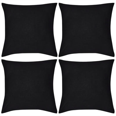 Dealsmate  4 Black Cushion Covers Cotton 40 x 40 cm