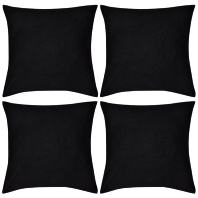 Dealsmate  4 Black Cushion Covers Cotton 80 x 80 cm