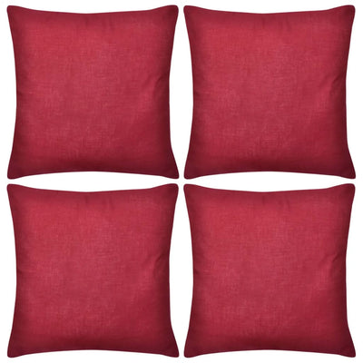 Dealsmate  4 Burgundy Cushion Covers Cotton 40 x 40 cm