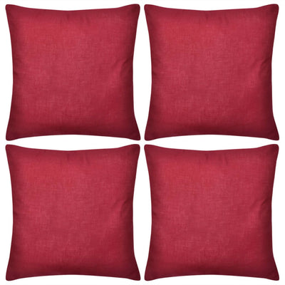 Dealsmate  4 Burgundy Cushion Covers Cotton 50 x 50 cm